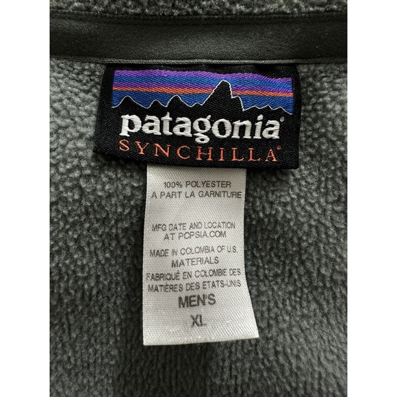 Patagonia Synchilla Mens Fleece Jacket XL Gray Zip Pockets Long Sleeve Logo - Picture 5 of 6